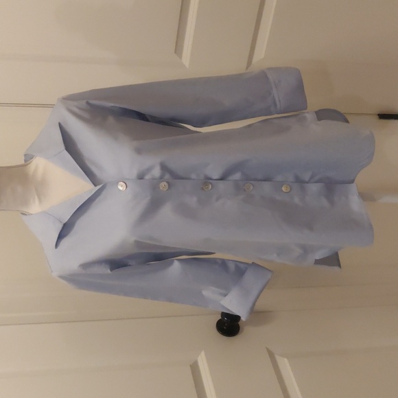 New!Foxcroft Pandora 3/4 sleeves Non-Iron Cotton Shirt sz 10 blue wave - Picture 3 of 11